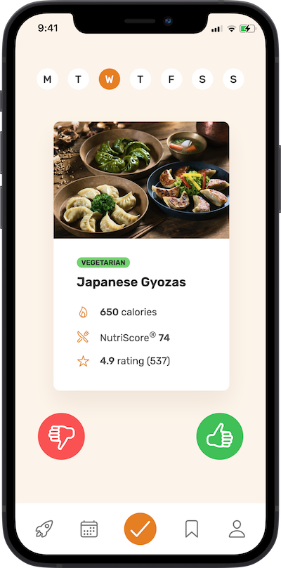 iphone app refrence meal selection